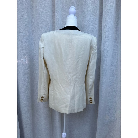 Saville off white Ivory gold tone buttons single breasted blazer black trim - Picture 4 of 7